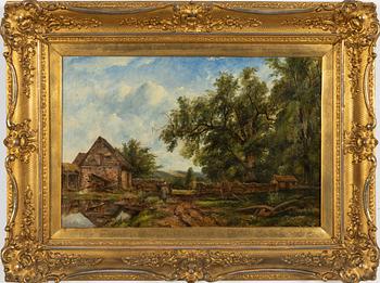 Frederick William Watts, attributed, Landscape with figure by a farmhouse.