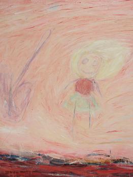 Mette Petri, oil on canvas, signed and dated Los Angeles 1987 on verso.