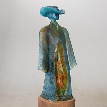 Kjell Engman, "Man in Trenchcoat", unique sculpture, from the series "Catwalk", cast glass, Kosta Boda.