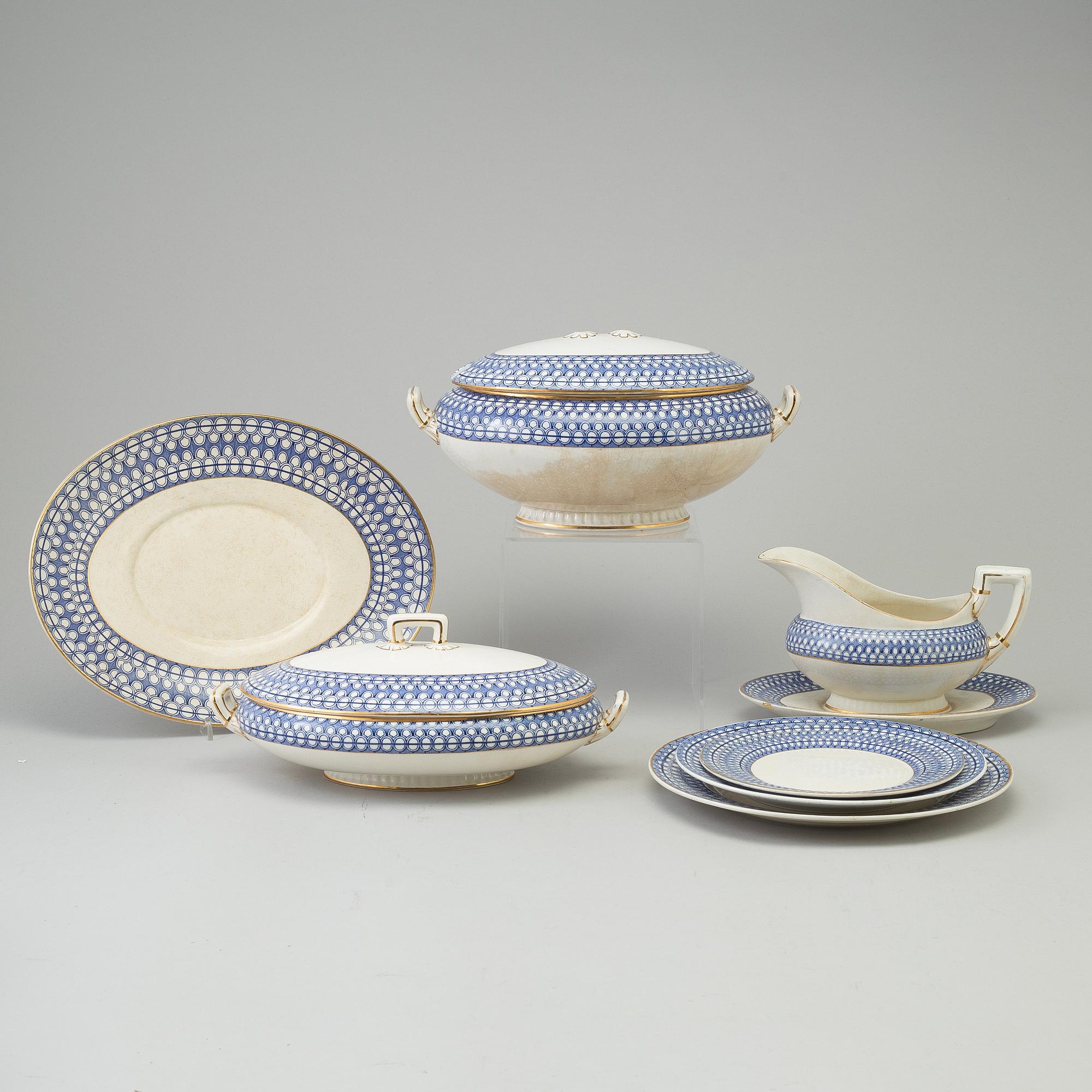 SERVISDELAR, 51 delar, flintgods, "Washington", Rörstrand, 1900-talets början.