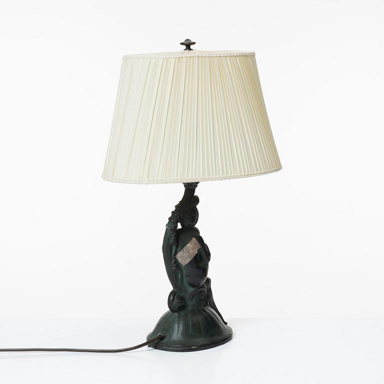 Carl Fagerberg, a ronze table lamp, Sweden, signed, presumably 1920's.