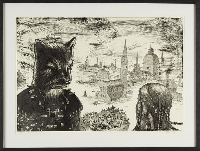 Ernst Billgren, etching, signed 9/225.