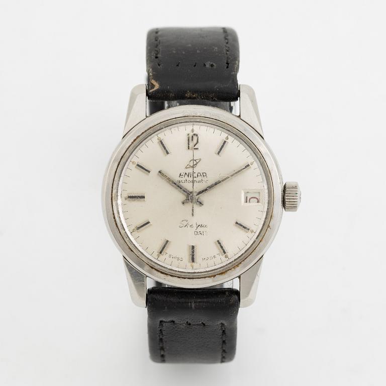 Enicar, Sherpa, Date, wristwatch, 34,5 mm.