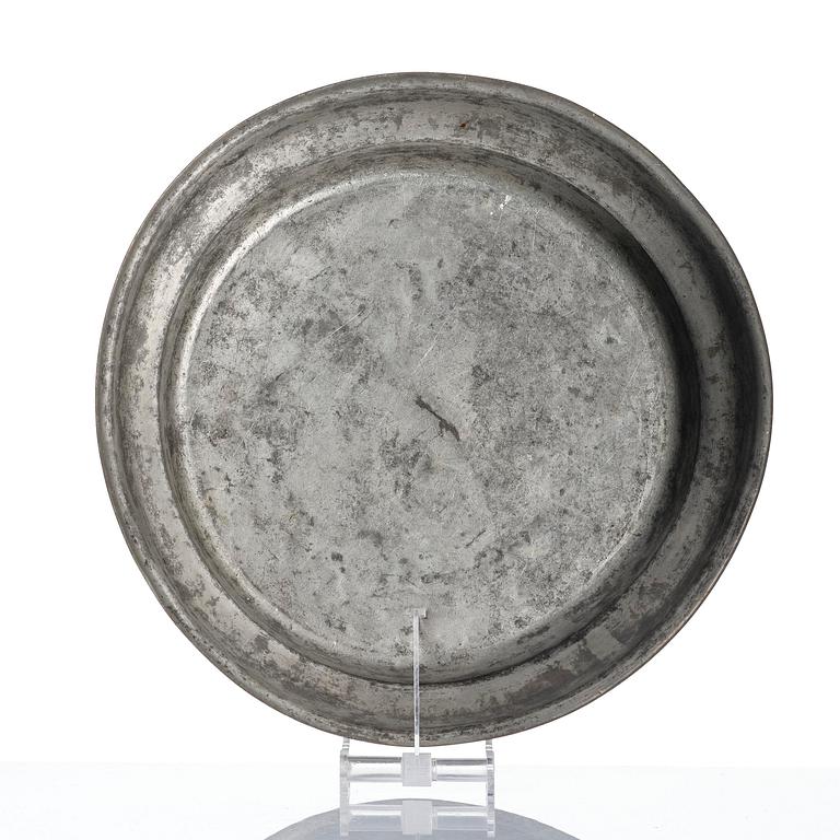 Wine cooler with underplate, probably Germany, 19th century, and platter, Sweden, 18th century. Baroque style.