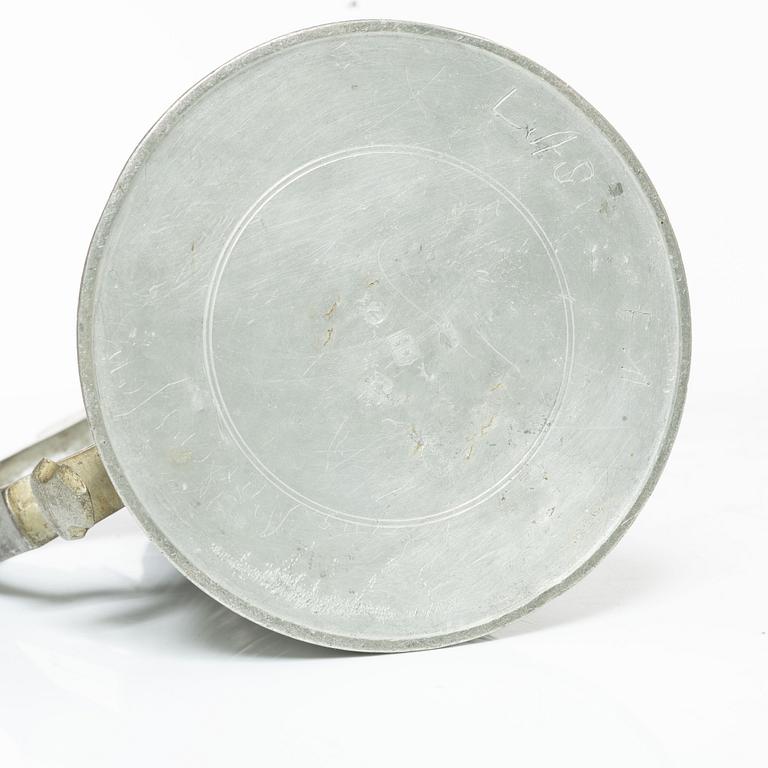 A set of three pewter tankars, Nyköping, Sweden, later part 18th century.