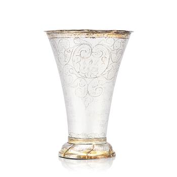 216. A Swedish 18 century parcel-gilt silver beaker, marks of Carl Fredrik Seseman, Arboga 1792.