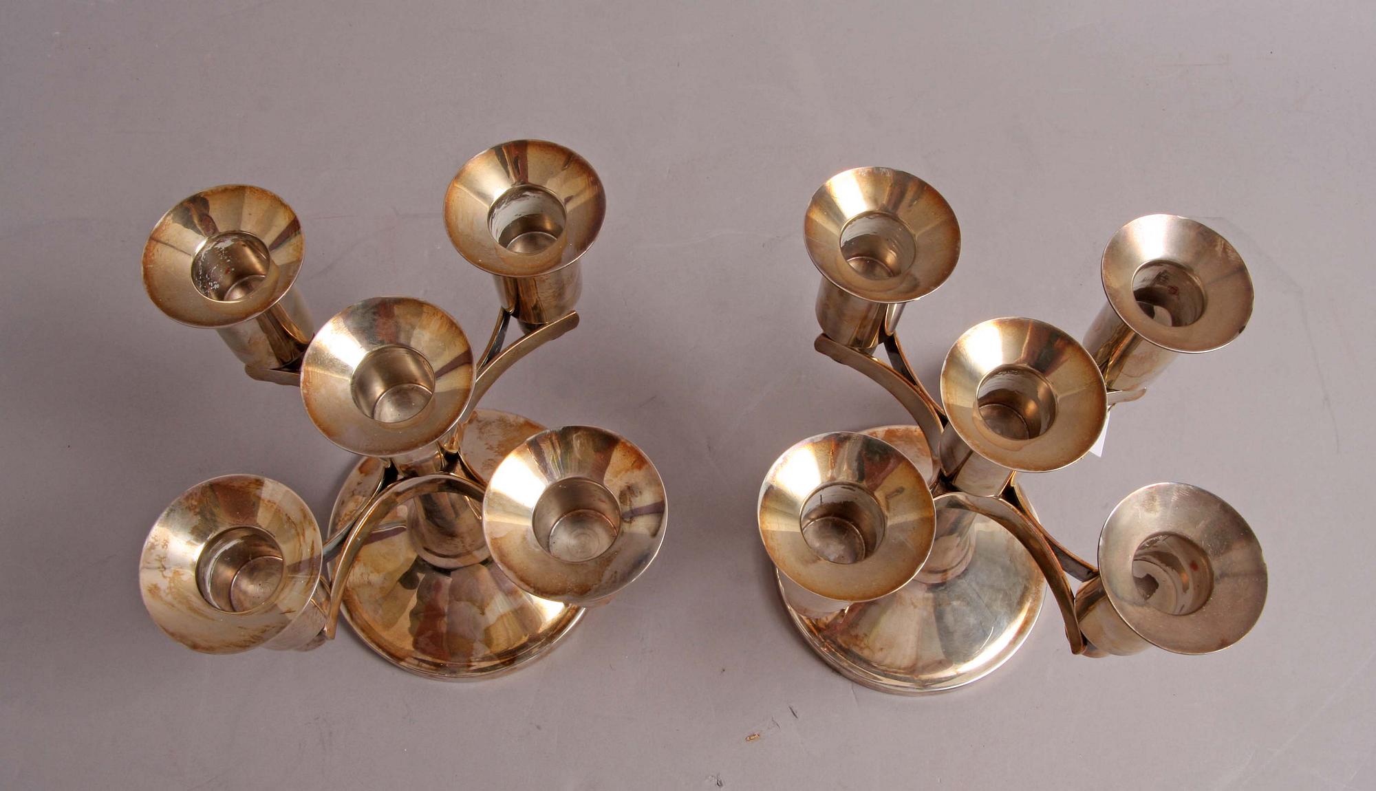 KANDELABRAR, ett par, silver, Löfman, MGAB, Uppsala, 1978.