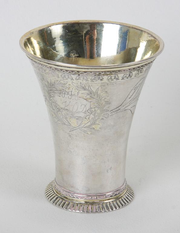 BÄGARE, silver, Daniel Poppelman (1745-1764/1771). Gävle.
