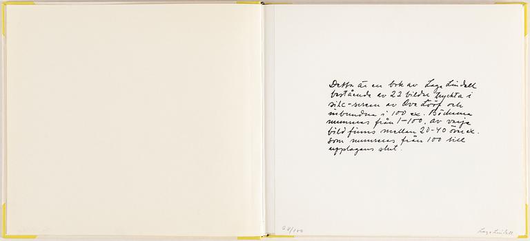 LAGE LINDELL, bok bestående av 22 bilder tryckta i silk-screen. Bok signerad Lage Lindell och numrerad 28/100 i blyerts.
