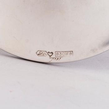 TAPIO WIRKKALA, LJUSSTAKAR, ett par, silver, "Trumpetti", stämpelsignerade TW, Kultakeskus, Tavastehus 1983 och 1986.