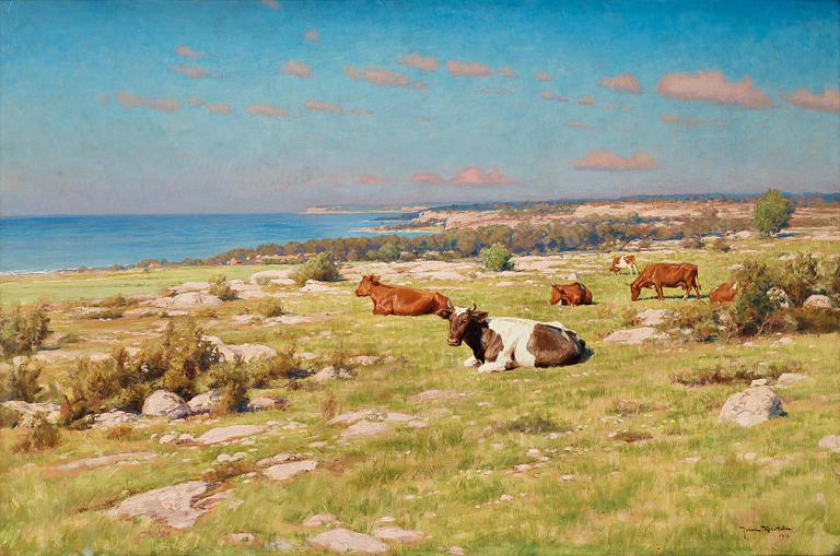 Johan Krouthén, Summer landscape with cows.