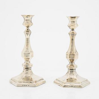 A pair of Swedish silver candlesticks, Christian Hammer, Stockholm 1850.