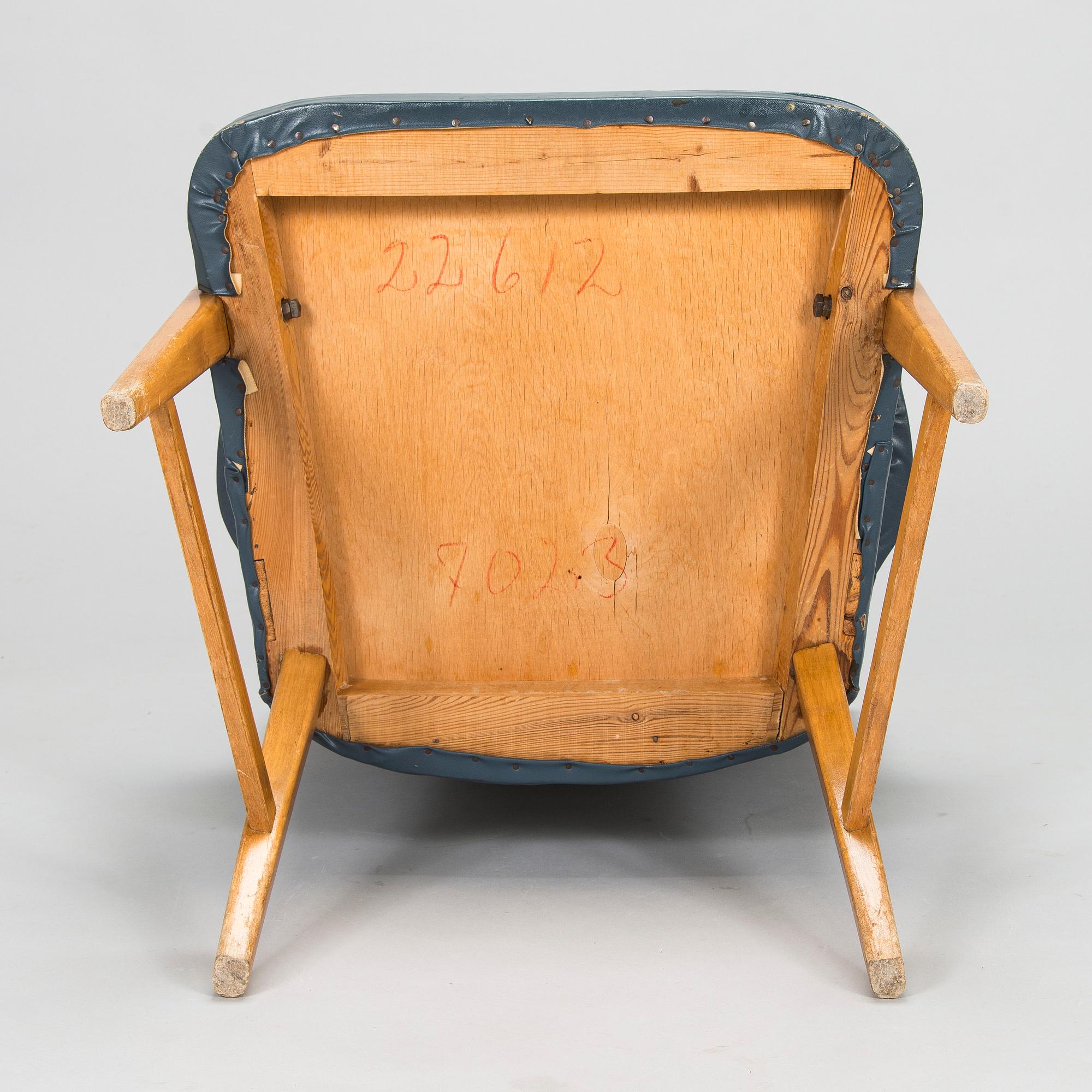 Olof Ottelin, fåtölj, "Kabinett", Oy Stockmann Ab, Kervo Snickerifabrik, 1900-talets mitt.