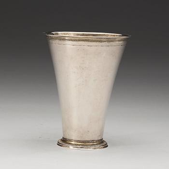 A Swedish 18th century parcel-gilt beaker, Marks of Johan Wennerwall, Göteborg 1756.