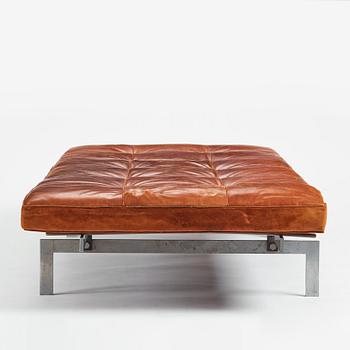 Poul Kjaerholm, A 'PK-80' steel and brown leather daybed, E Kold Christensen, Denmark 1960s.