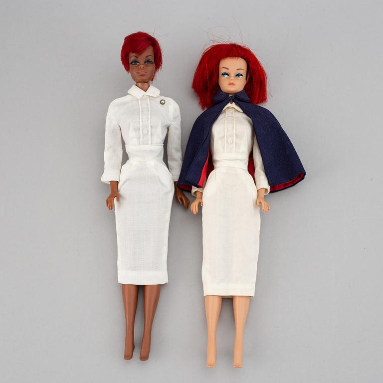 A set of four 1960's Mattel Barbie dolls with accessories.