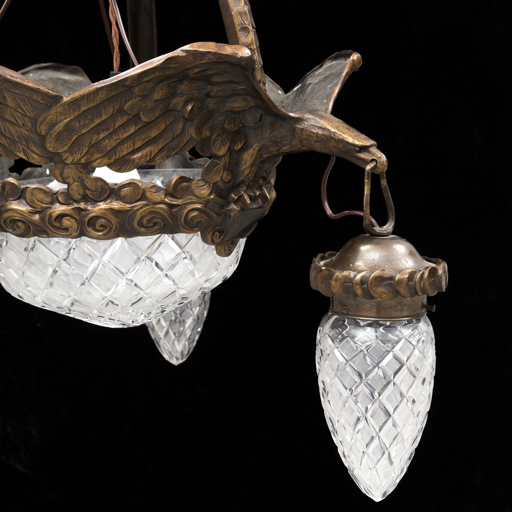 ALICE NORDIN, tillskriven, takarmatur, Böhlmarks Lampfabrik, jugend, 1910/20-tal.