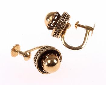 ÖRHÄNGE, 18 k guld med svart emalj. 1800/1900-tal.