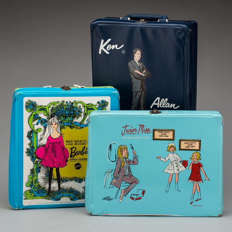 BARBIEDOCKOR, 4 st med TILLBEHÖR, Mattel, 1950/60-tal.