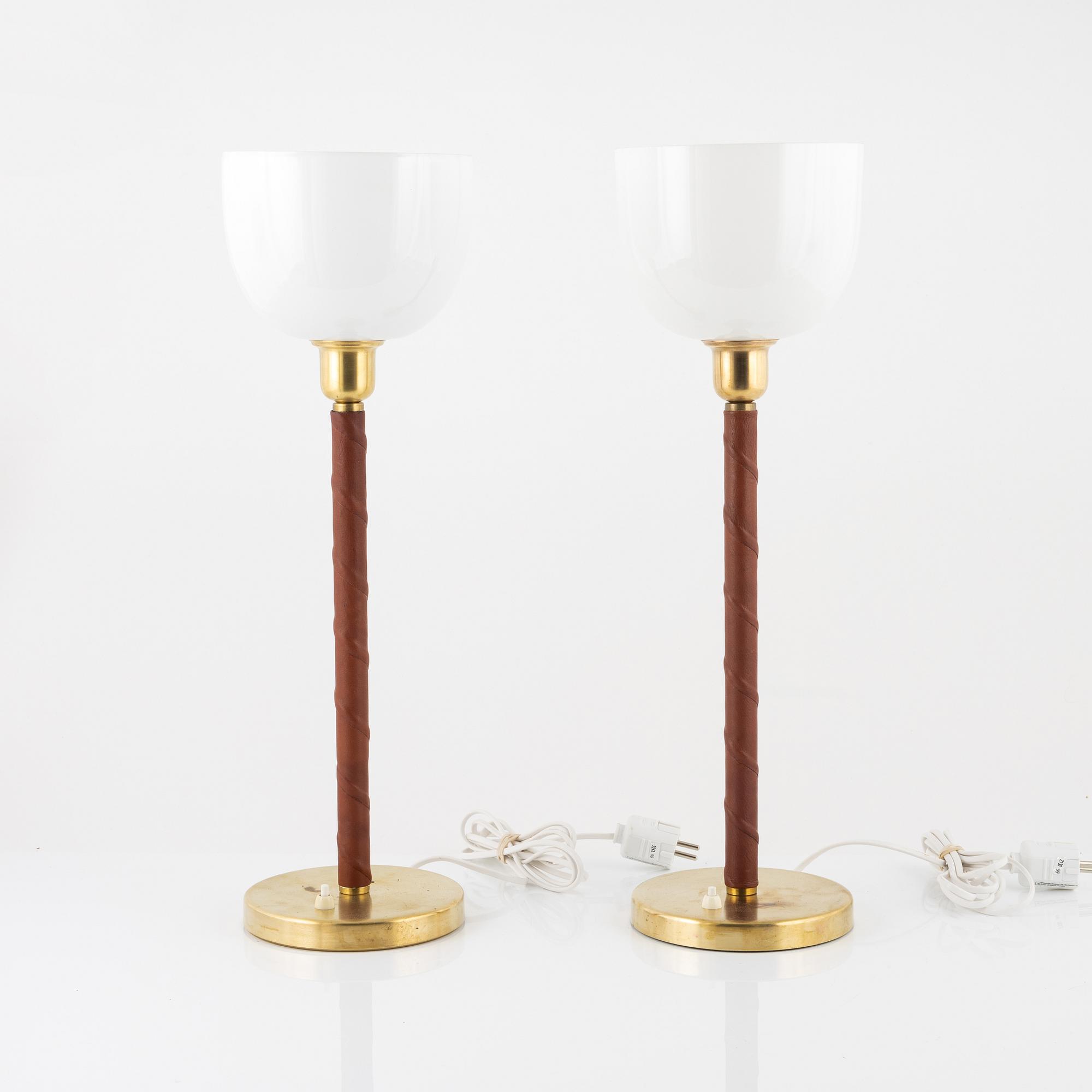 A matched pair of model E 1251 table lamps from ASEA, mid 20th Century.