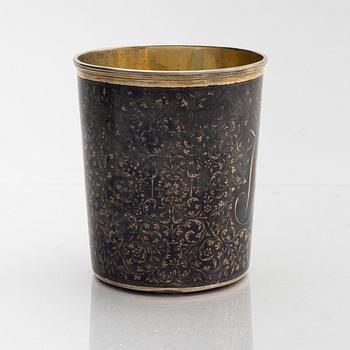 A Russian silver beaker, unidentified maker's mark, assay master Nicholai Bubrovin, Moscow 1829.