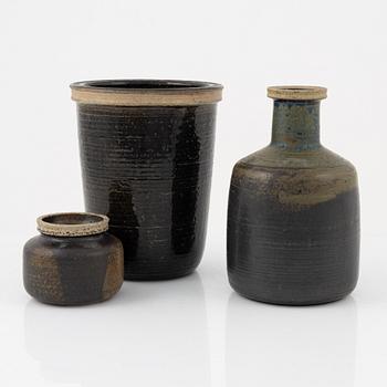 Karin Björquist, three stoneware vases, Gustavsberg.