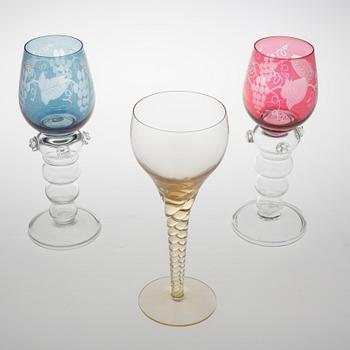 VINGLAS, 8+11 delar, glas, 1900-tal.