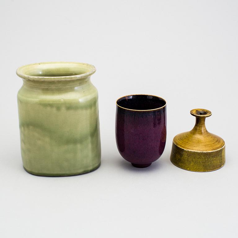 STIG LINDBERG, a lot of six stoneware items, Gustavsberg 1950/70s.