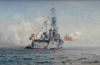 Christian Benjamin Olsen, Artillery Ship "Nils Juel" Salutes to Iceland.