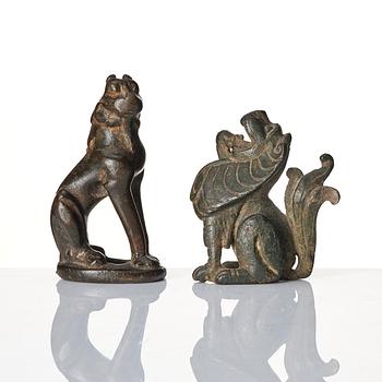 A group of four bronze figures, Ming dynasty and older.