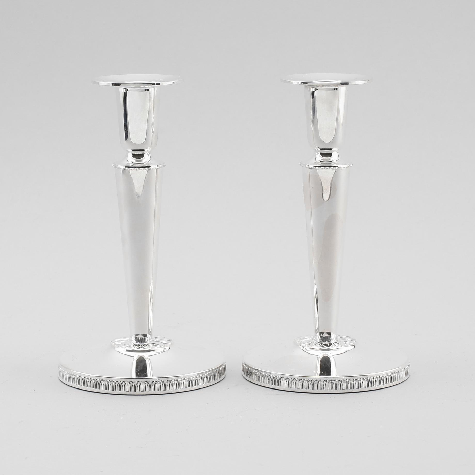 LJUSSTAKAR, 1 par, silver, Ceson, Göteborg, 1979.