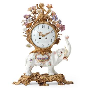 72. A porcelain and gilt bronze clock, presumably French, Samson, late 19th century.