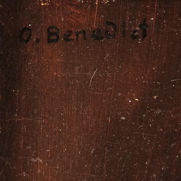 OKÄND KONSTNÄR, olja på pannå, signerad O. Benedict, omkring sekelskiftet 1900.
