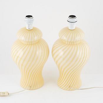 Pair of table lamps, Murano, second half of the 20th century.