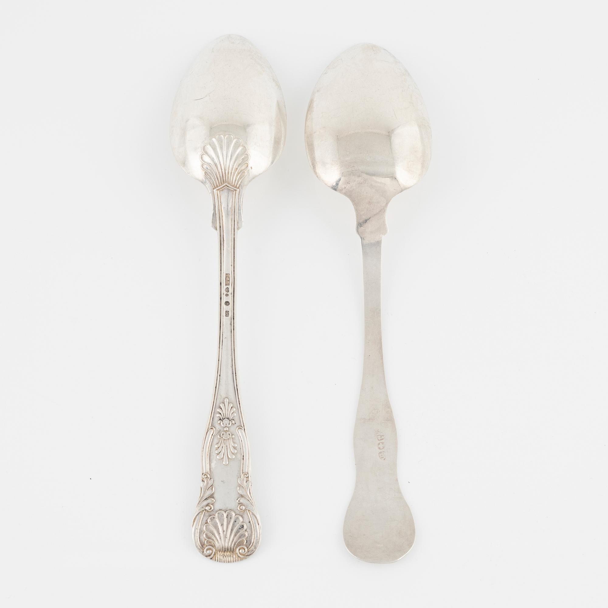 Nine silver spoons, different makers, mostly Swedish, 1857-1916.