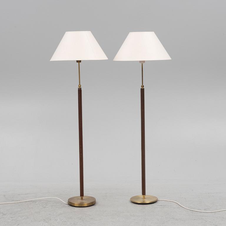 A pair of floor lamps, Falkenbergs belysning, Sweden, mid 20th century.