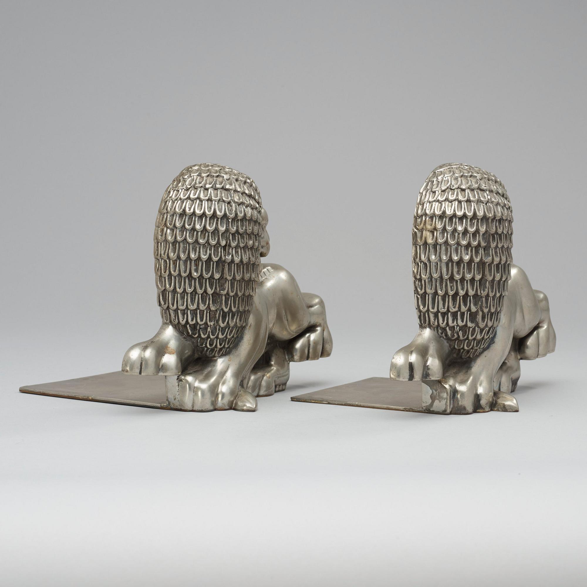 A pair of Anna Petrus pewter bookends, Svenskt Tenn, Stockholm 1974.