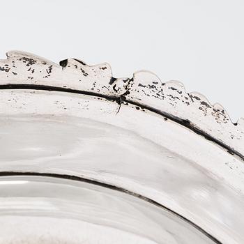 A footed silver bowl on a stand, maker's mark of Roland Mellin, Helsinki 1840.