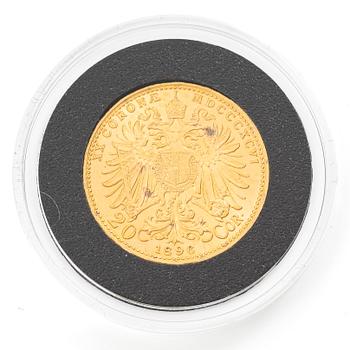 Gold coin, Austria, Franz Joseph, 20 corona, 1896.