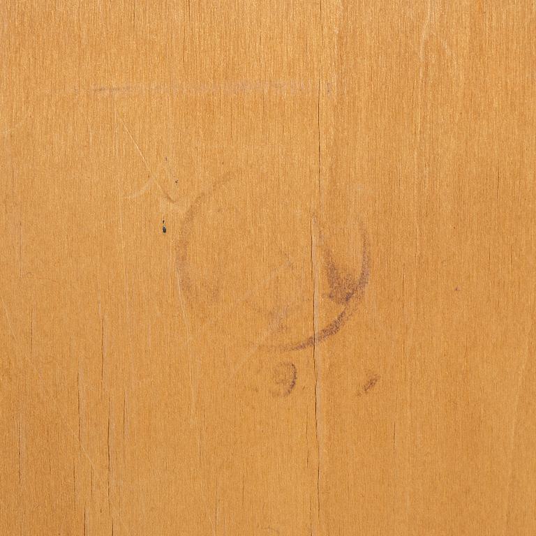 A corner bookcase, three sections, 1940's.