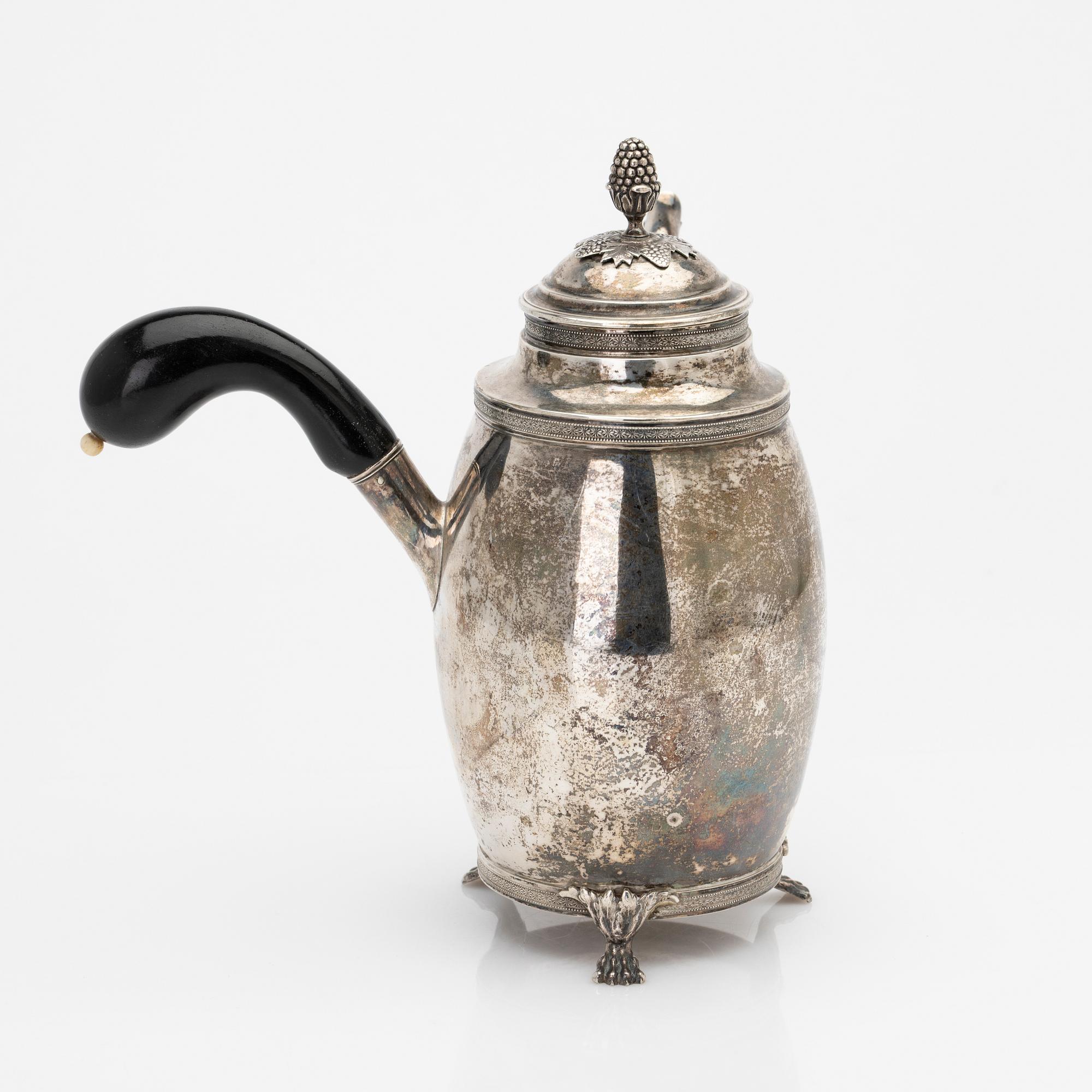 Anders Lundqvist, coffee pot, silver, Stockholm, 1821.