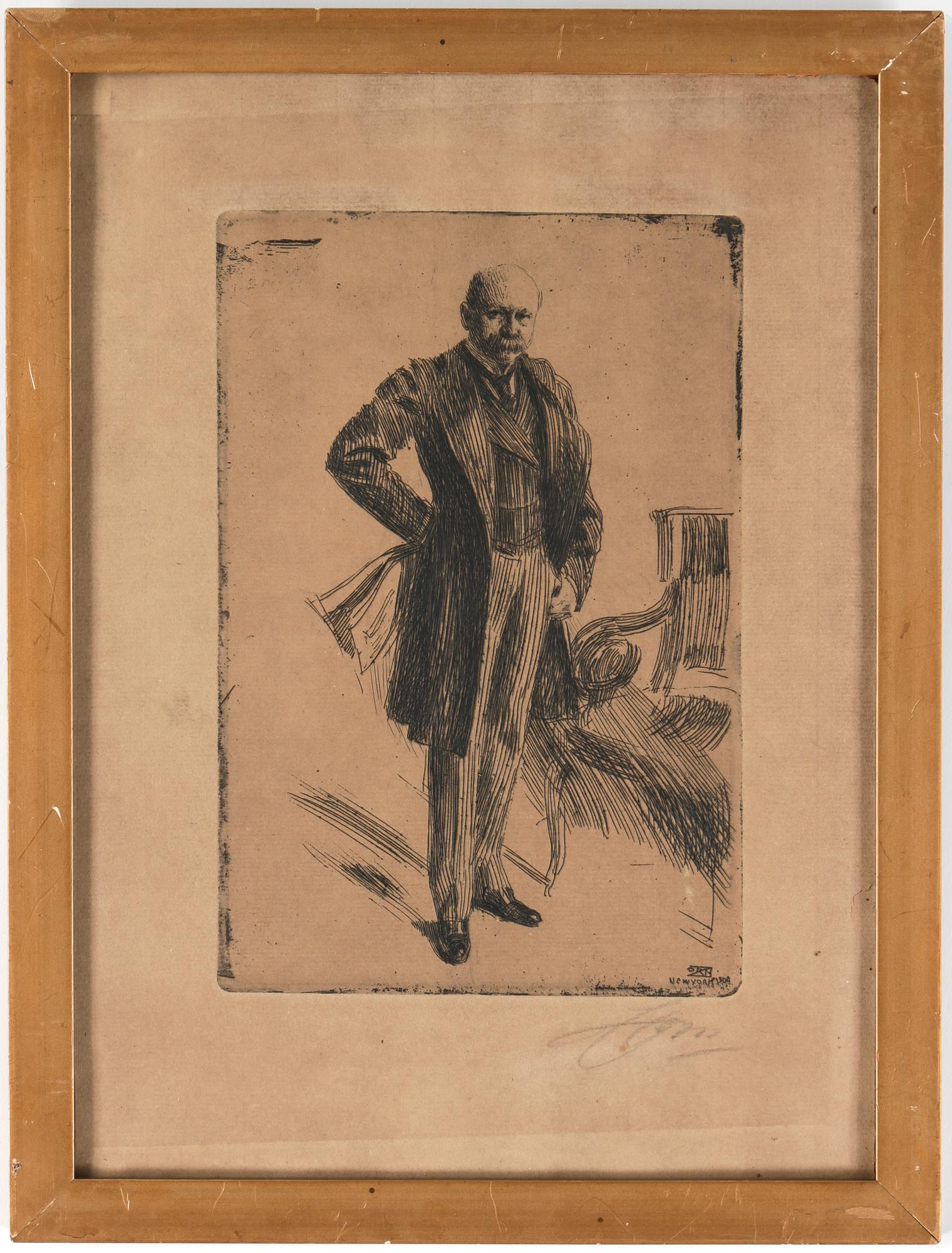ANDERS ZORN, etsning, "Överste Lamont I", signerad med blyerts, signerad och daterad 1900 i plåten.