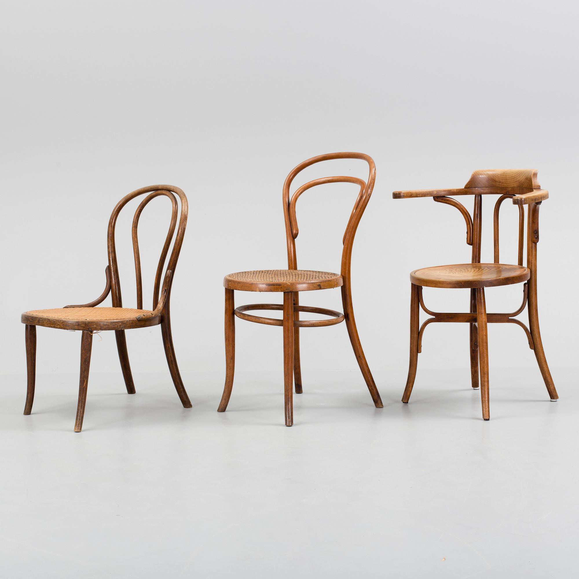 3 charir, among one is marked Thonet from the early 20th century.