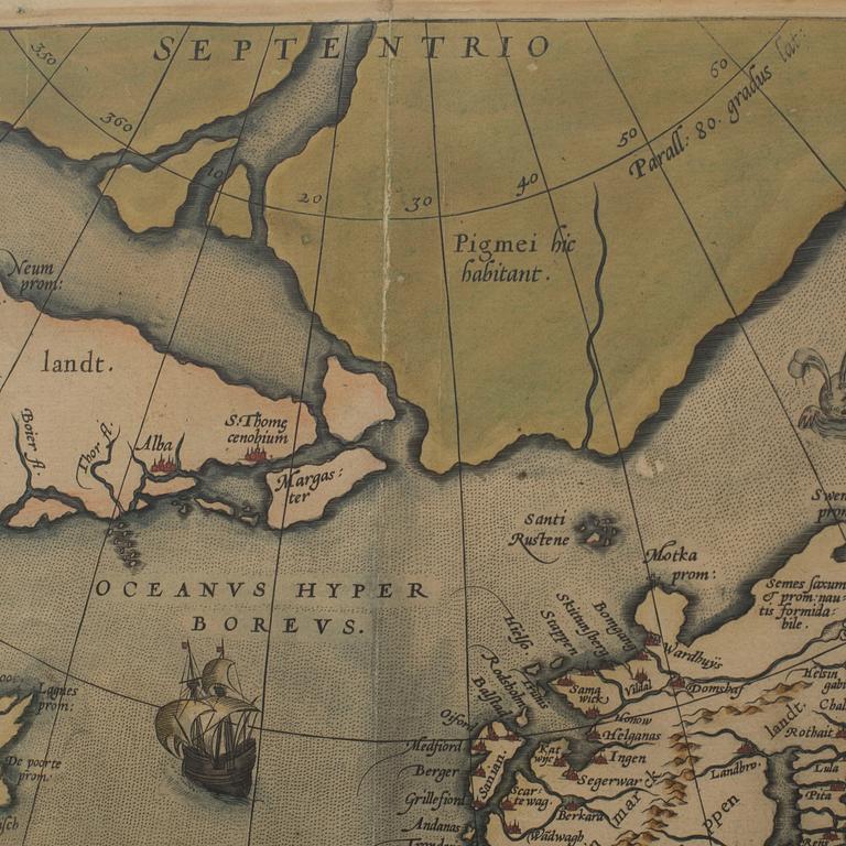 ABRAHAM ORTELIUS, map, copper engraving   “Septentrionalium Regionum Descrip.Antwerpen, 1570's.