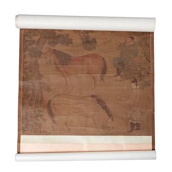 A finely painted hanging scroll in the style of Zhao Mengfu (1254-1322) presumably Ming Dynasty, 16/17th Century.