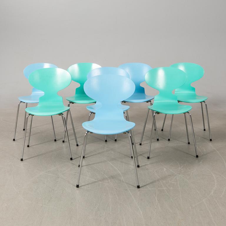 Arne Jacobsen, chairs 8 pcs, "Ant", Fritz Hansen, 1993.
