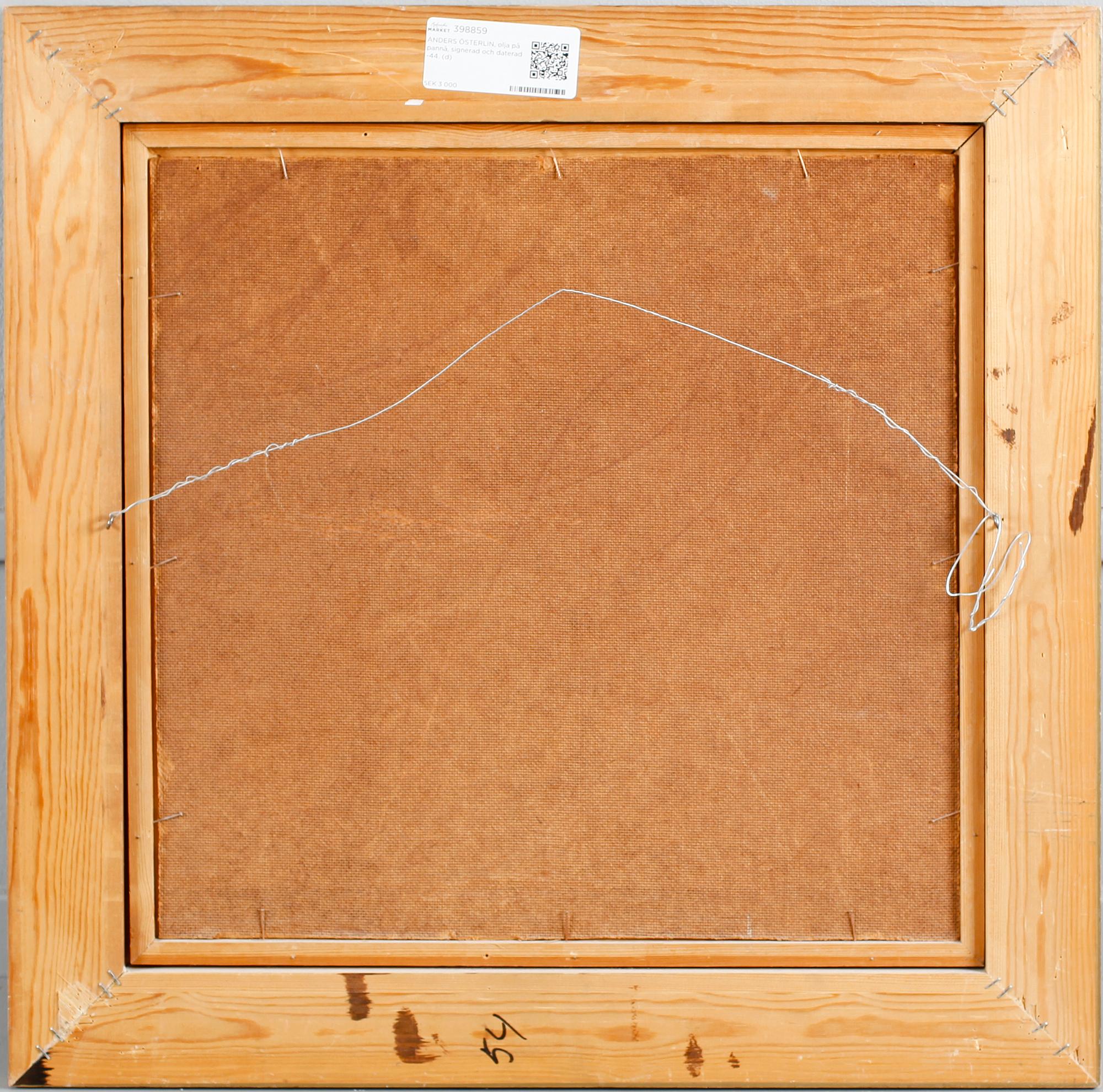 OKÄND KONSTNÄR, olja på pannå, otydligt signerad och daterad -44.