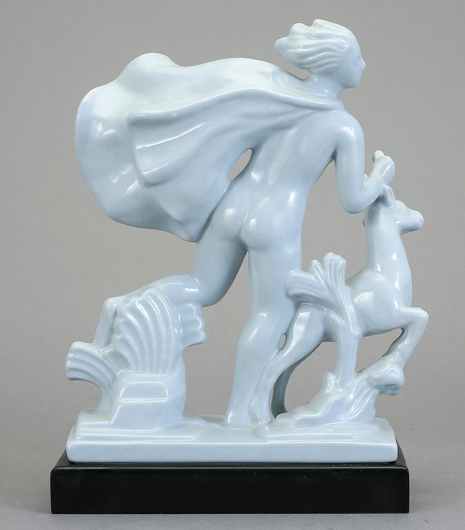 FIGURIN, flintgods, "Diana", Arthur Percy, Gefle Porslinsfabrik.