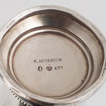 A set of five silver beakers, including MGAB, Stockholm 1946.