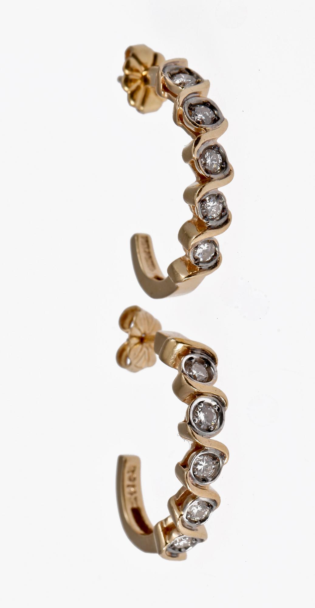 EARRINGS, brilliant cut diamonds, tot. app. 0.8 cts.